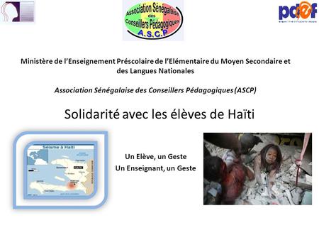 Solidarité avec les élèves de Haïti