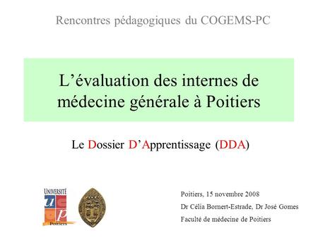 L’évaluation des internes de médecine générale à Poitiers