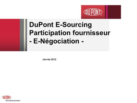 DuPont E-Sourcing Participation fournisseur - E-Négociation -