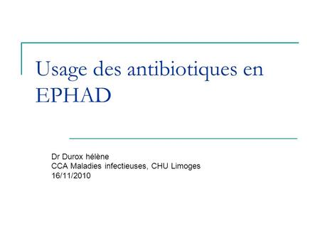 Usage des antibiotiques en EPHAD