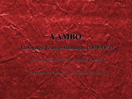 YAMBO La Guerre Franco-Allemagne ( )