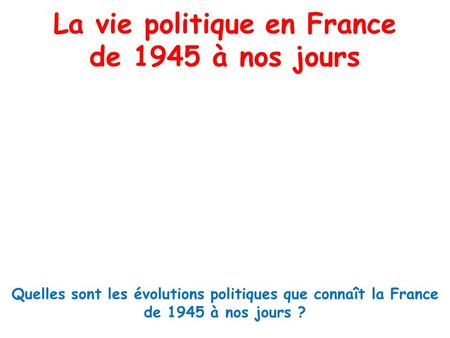 La vie politique en France de 1945 à nos jours