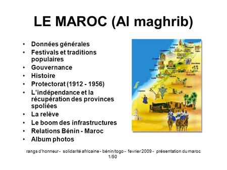 LE MAROC (Al maghrib) Données générales