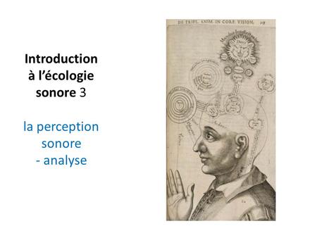 Introduction à l’écologie sonore 3 la perception sonore - analyse