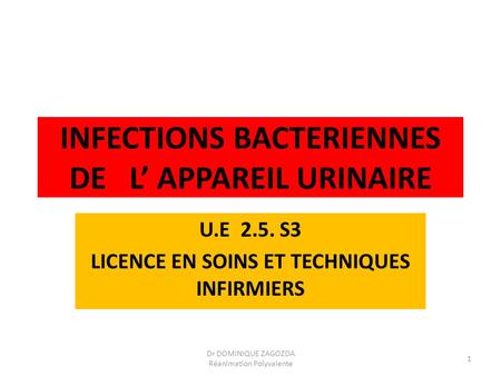 INFECTIONS BACTERIENNES DE L’ APPAREIL URINAIRE