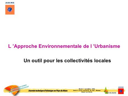 L ’Approche Environnementale de l ’Urbanisme