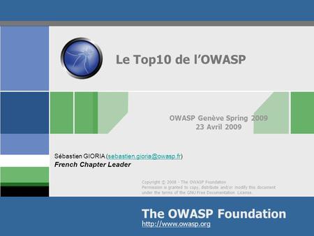OWASP Genève Spring Avril 2009