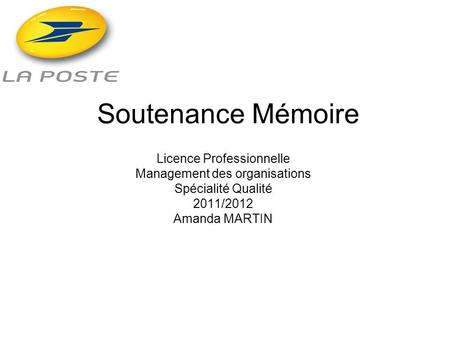 Soutenance Mémoire Licence Professionnelle