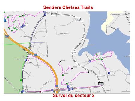 Sentiers Chelsea Trails Survol du secteur 2. Secteur 2 Frontières du secteur : À louest – Autoroute 5 Au nord – Chemin Scott À lest – Rivière Gatineau.