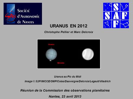 URANUS EN 2012 Réunion de la Commission des observations planétaires