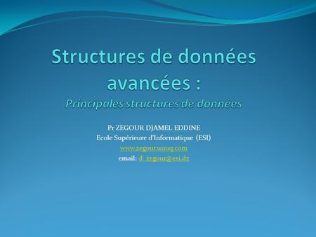Structures de données avancées : Principales structures de données