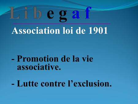 Association loi de 1901 - Promotion de la vie associative. - Lutte contre lexclusion.