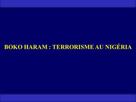 BOKO HARAM : TERRORISME AU NIGÉRIA