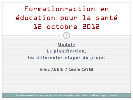Formation-action en éducation pour la santé 12 octobre 2012