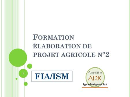 Formation élaboration de projet agricole n°2