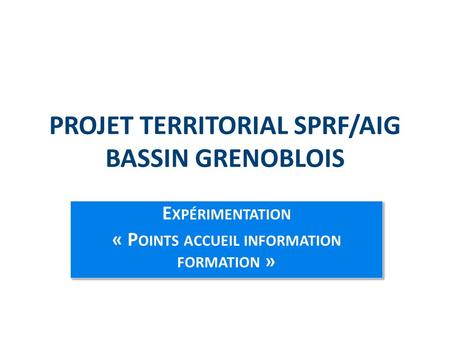 PROJET TERRITORIAL SPRF/AIG BASSIN GRENOBLOIS