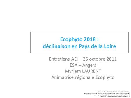 Ecophyto 2018 : déclinaison en Pays de la Loire