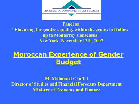 Moroccan Experience of Gender Budget