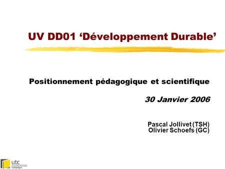 UV DD01 ‘Développement Durable’
