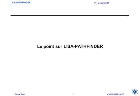Le point sur LISA-PATHFINDER