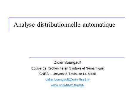 Analyse distributionnelle automatique