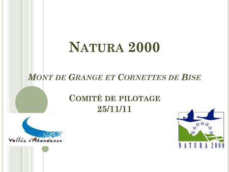 N ATURA 2000 M ONT DE G RANGE ET C ORNETTES DE B ISE C OMITÉ DE PILOTAGE 25/11/11.