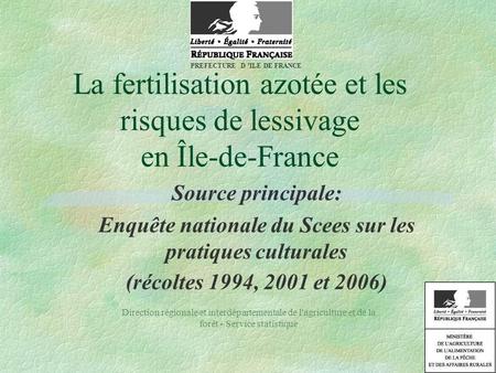 La fertilisation azotée et les risques de lessivage en Île-de-France