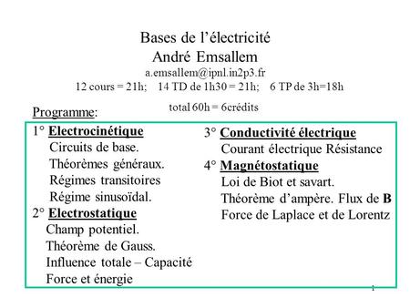 Bases de l’électricité André Emsallem