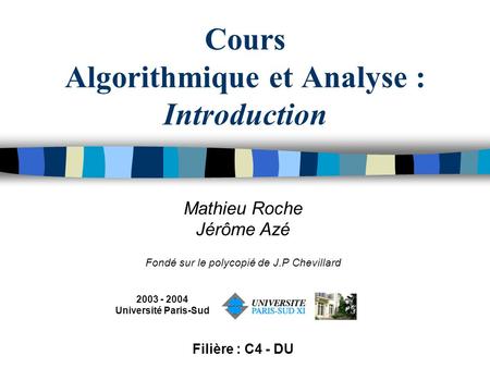 Cours Algorithmique et Analyse : Introduction
