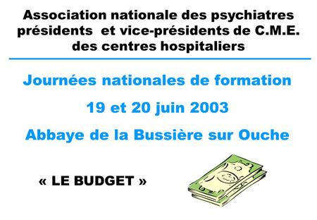 Journées nationales de formation 19 et 20 juin 2003 Abbaye de la Bussière sur Ouche Association nationale des psychiatres présidents et vice-présidents.