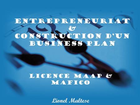 Entrepreneuriat & Construction d’un Business Plan
