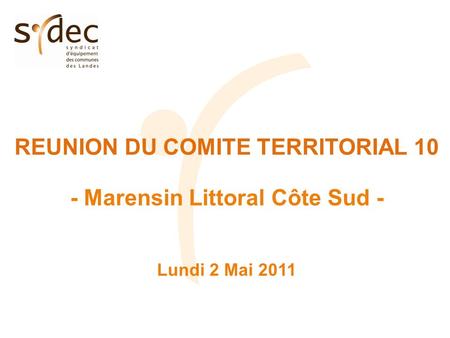 REUNION DU COMITE TERRITORIAL 10 - Marensin Littoral Côte Sud - Lundi 2 Mai 2011.
