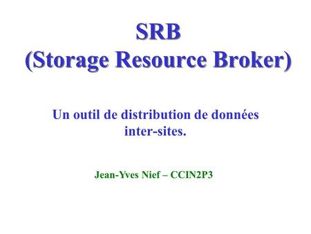 SRB (Storage Resource Broker)