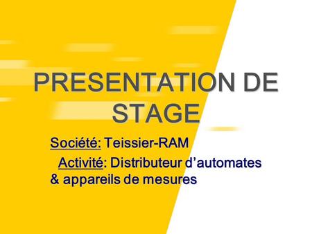 PRESENTATION DE STAGE Société: Teissier-RAM