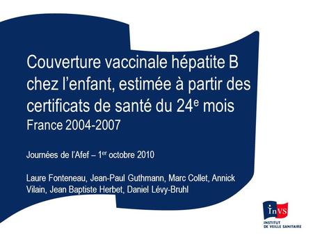 France Journées de l’Afef – 1er octobre 2010