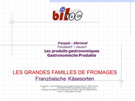 LES GRANDES FAMILLES DE FROMAGES Französische Käsesorten