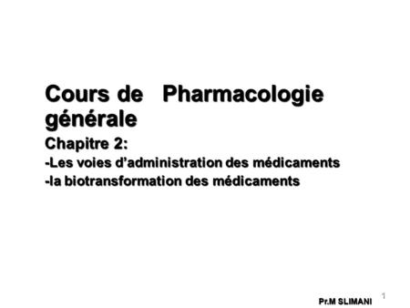 Cours de Pharmacologie générale