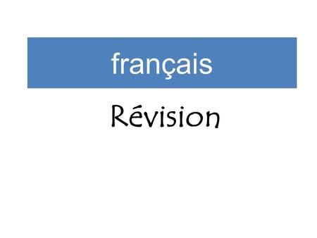 Français Révision.