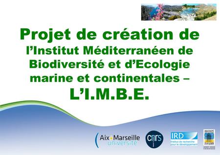 Projet de création de lInstitut Méditerranéen de Biodiversité et dEcologie marine et continentales – LI.M.B.E.