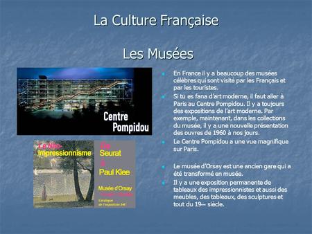 La Culture Française Les Musées