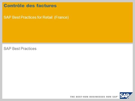 Contrôle des factures SAP Best Practices for Retail (France)