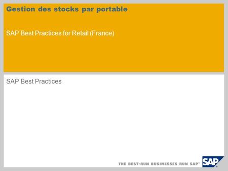 Gestion des stocks par portable SAP Best Practices for Retail (France)
