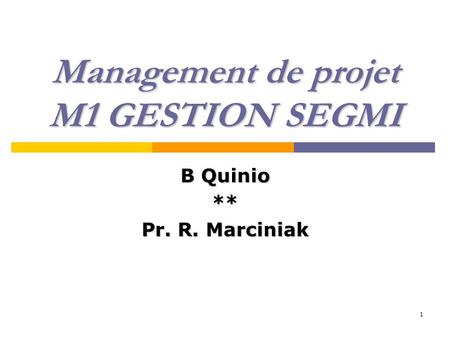Management de projet M1 GESTION SEGMI