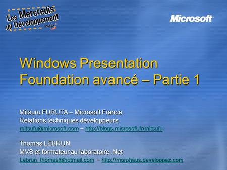 Windows Presentation Foundation avancé – Partie 1
