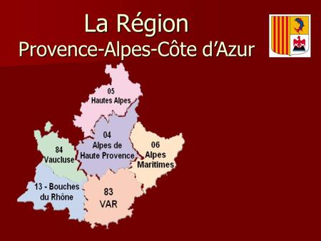 La Région Provence-Alpes-Côte dAzur. 4° en densité de population (160hab./Km²) 4° en densité de population (160hab./Km²) 3° région sur 22 pour limportance.