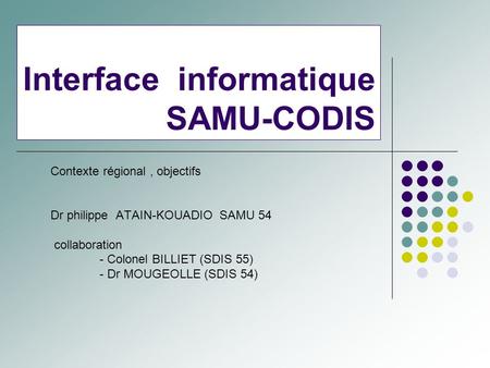 Interface informatique SAMU-CODIS