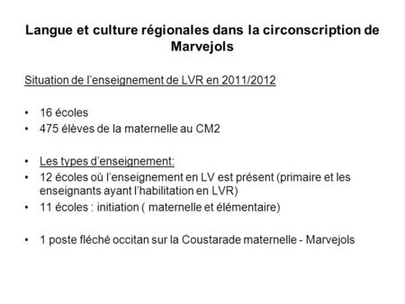 Langue et culture régionales dans la circonscription de Marvejols