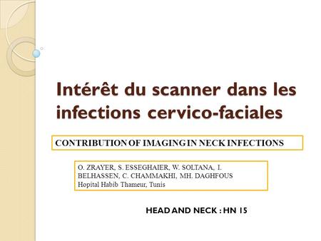 Intérêt du scanner dans les infections cervico-faciales