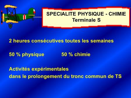 SPECIALITE PHYSIQUE - CHIMIE Terminale S
