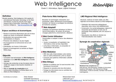 Web Intelligence Plate-forme Web Intelligence